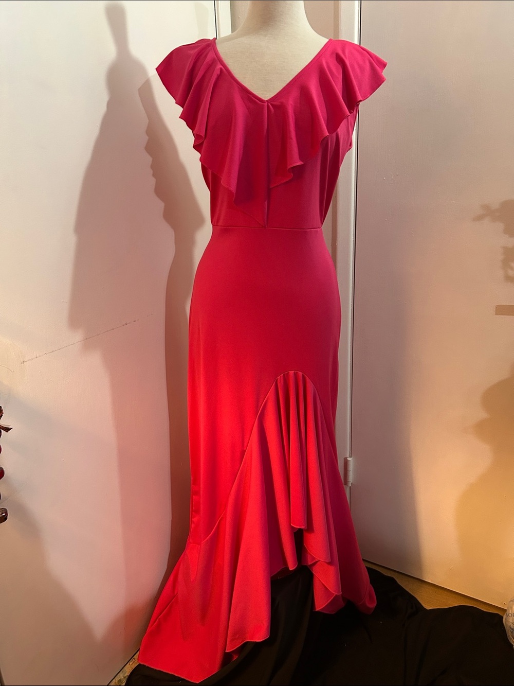 Source Unknown Vibrant Red Ruffle-Front Maxi Dress